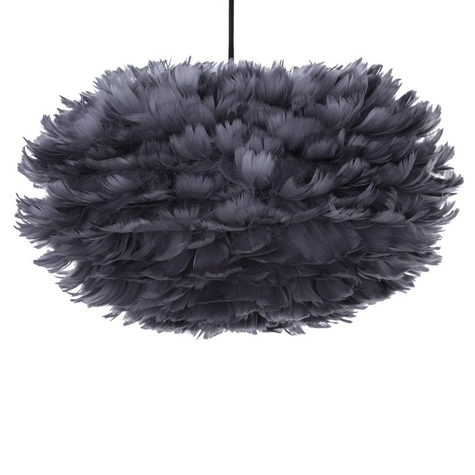 Lustra cu abajur din pene FOG, gri inchis, cablu negru, 35 x 20 cm Beliani imagine 2022