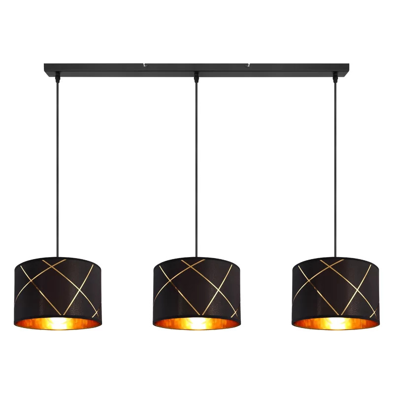 Lustra tip pendul Ardella, 3 lumini, metal. negru/auriu, 140 x 25 x 110 cm