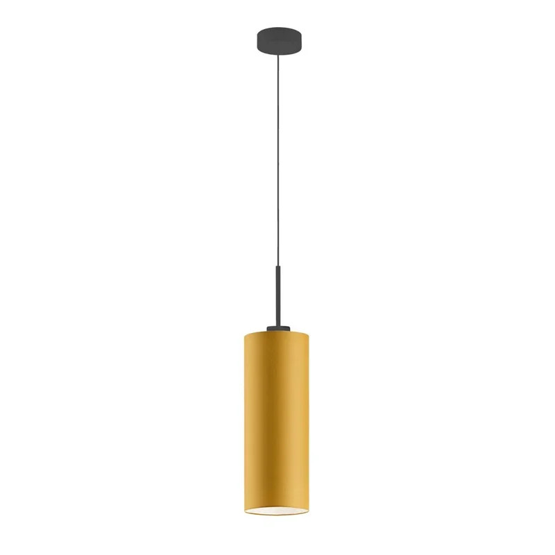 Lustra tip pendul Avaia, metal/vinil, negru/mustar, 35 x 15 x 120 cm