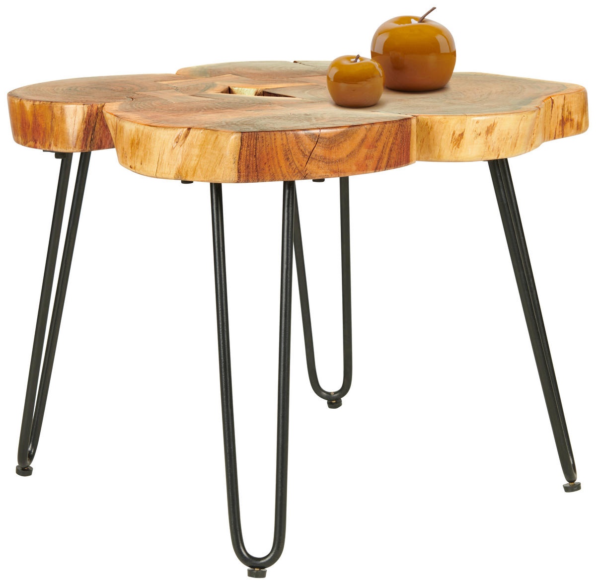 Masă laterală Landscape 60/60/45 cm, lemn masiv de salcâm negru, formă liberă în culoarea salcâmului