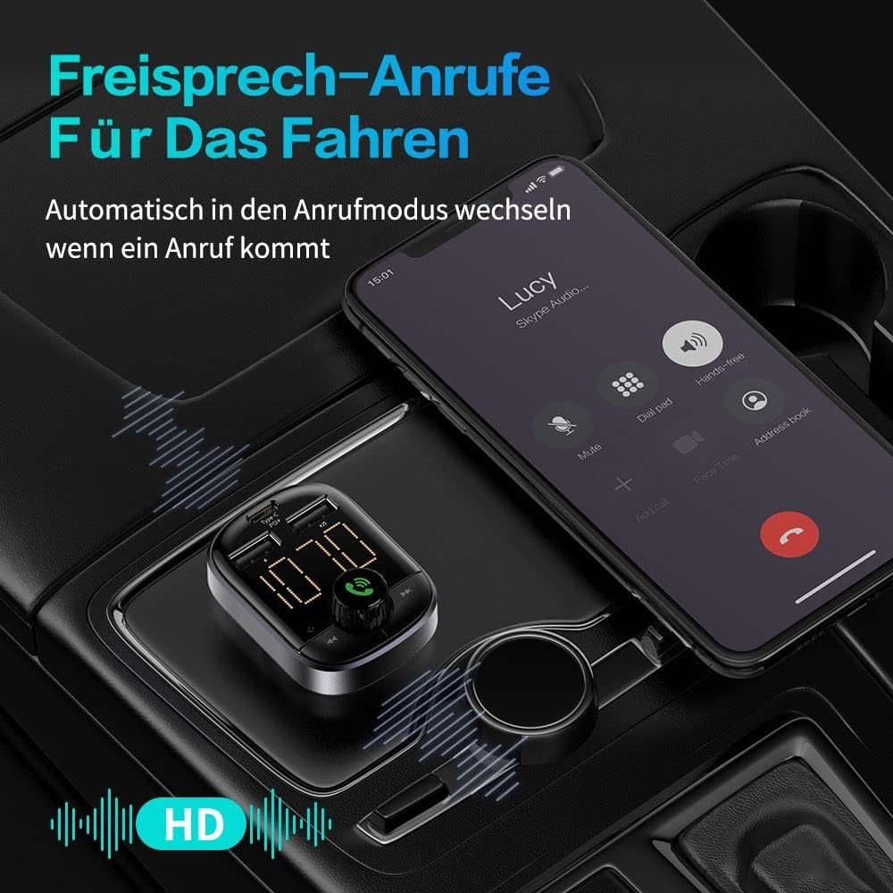 Poze Modulator FM RAXFLY, Bluetooth 5.0, 2 porturi USB si un port Tipe C, negru
