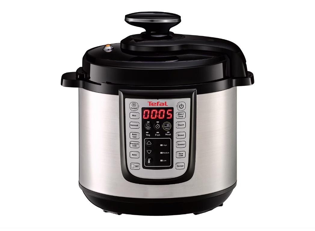 Oala sub presiune electrica Tefal One Pot CY505E30, 1200W, capacitate vas antiaderent 5.8 L, 25 de programe, functie pastrare la cald, argintiu