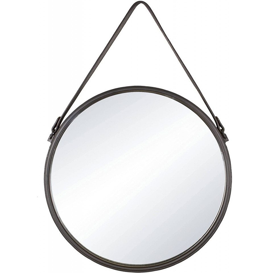 Oglinda de perete Inspire, sticla/metal/piele ecologica, negru, 55 cm chilipirul-zilei.ro/