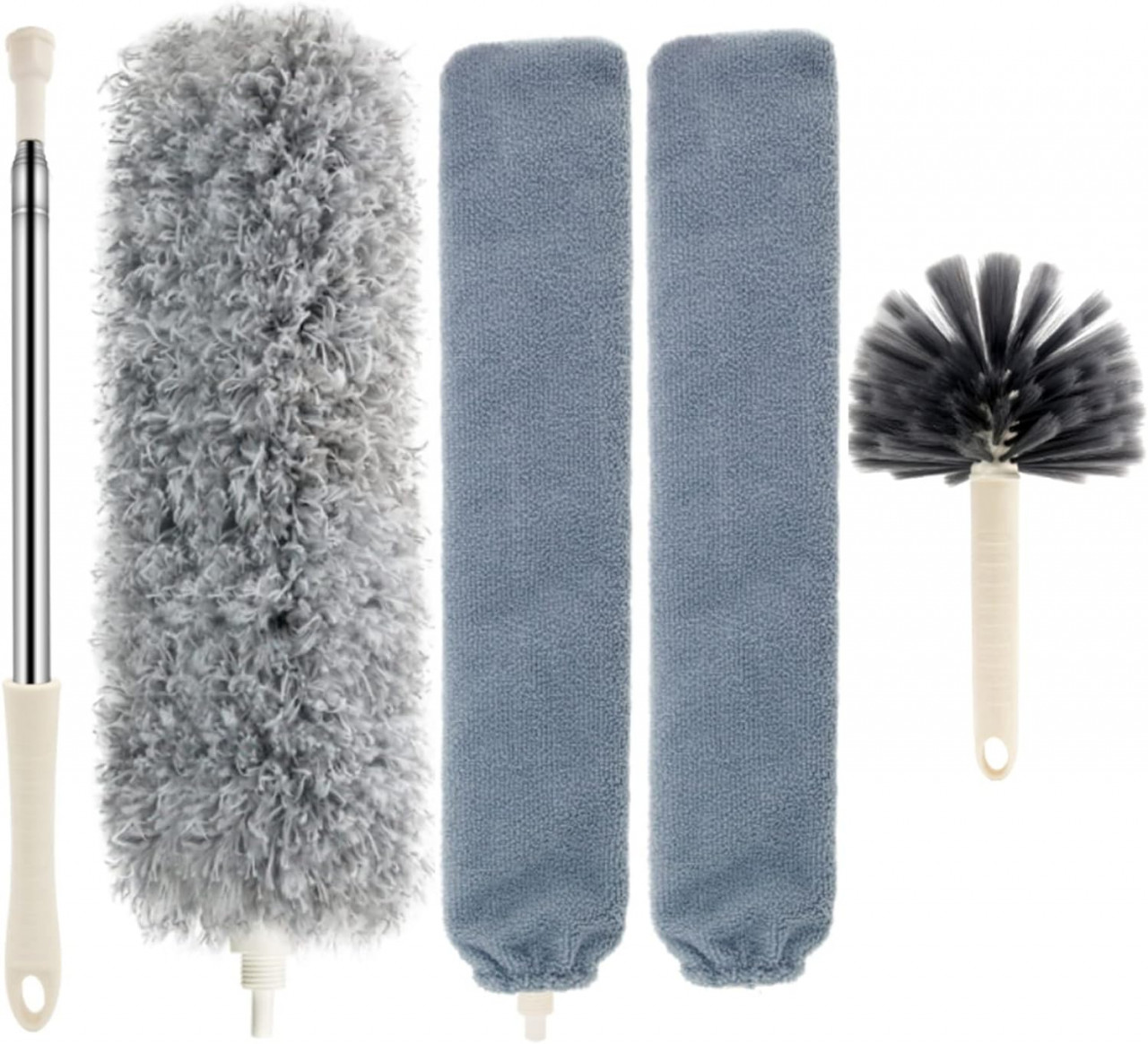 Pamatuf extensibil PhilaeEC, 4 piese, otel inoxidabil/microfibra, argintiu/gri, 75-250 cm