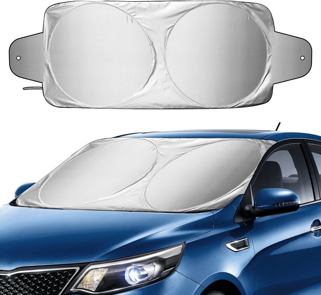 Parasolar auto Infreecs, aluminiu, argintiu/negru, 70 x 150 cm