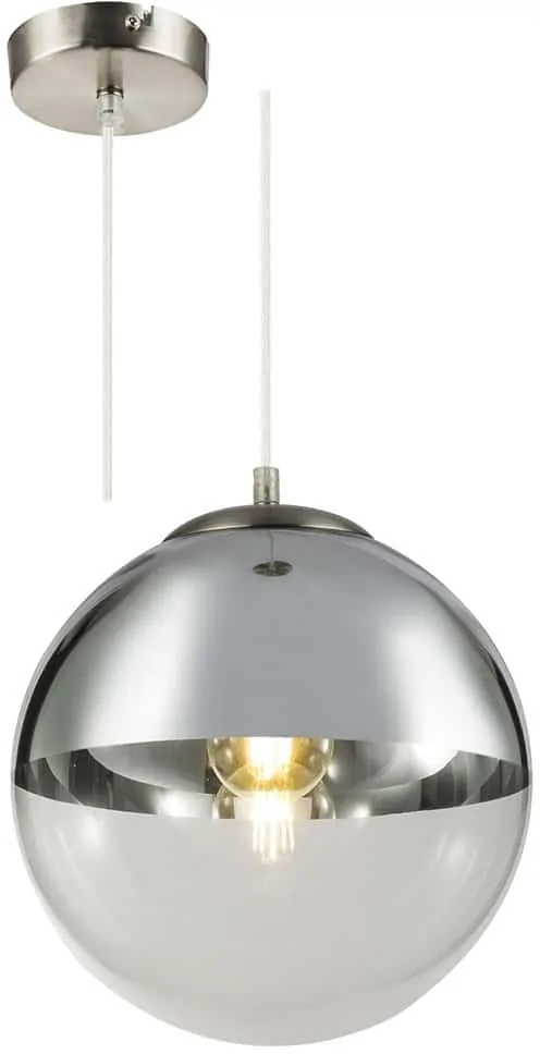Pendul Globo Lighting Varus, 1xE27, crom-nichel satinat-transparent