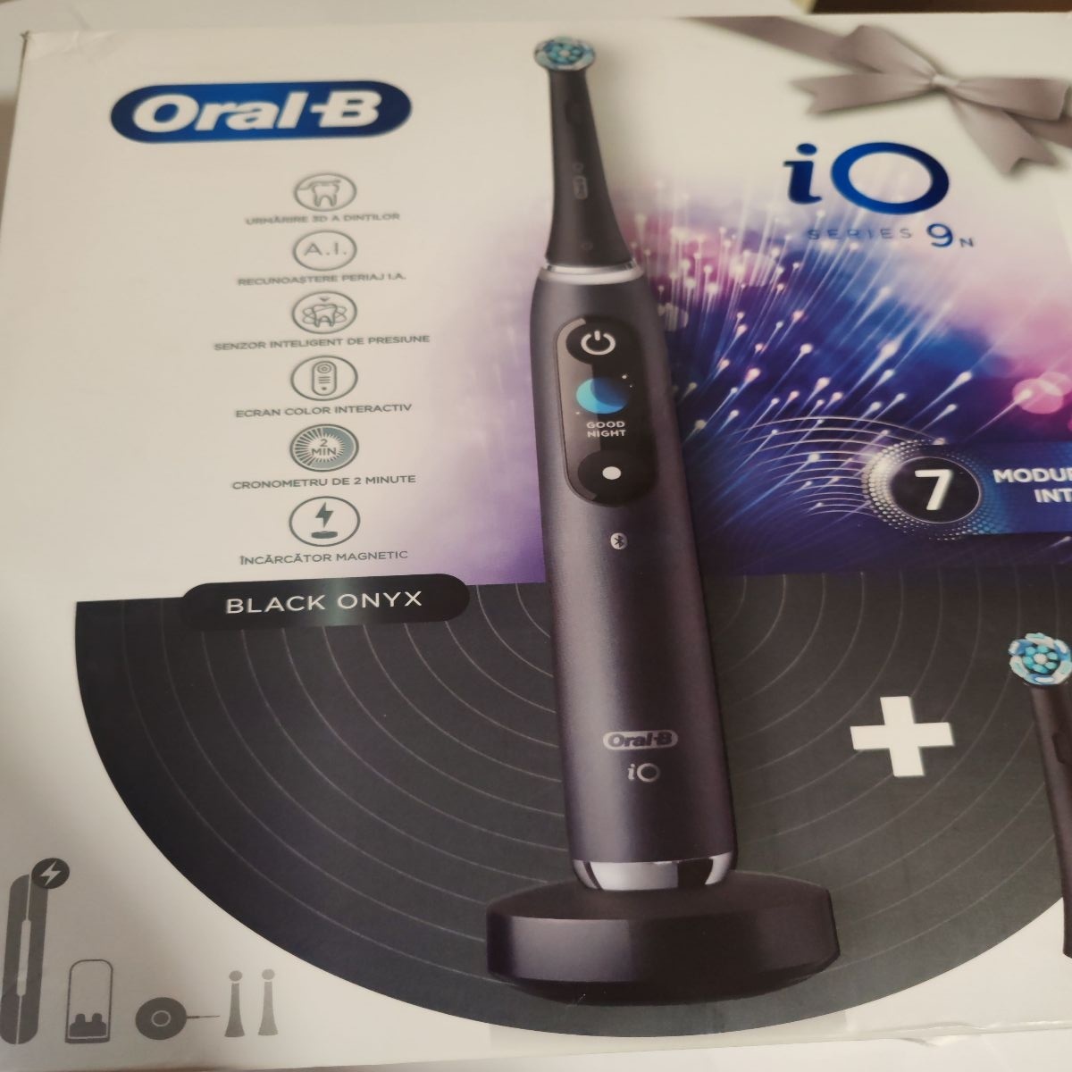 Periuta de dinti electrica Oral-B iO9 cu Tehnologie Magnetica si Micro-Vibratii, Inteligenta artificiala, Display led, Senzor de presiune Smart, 7