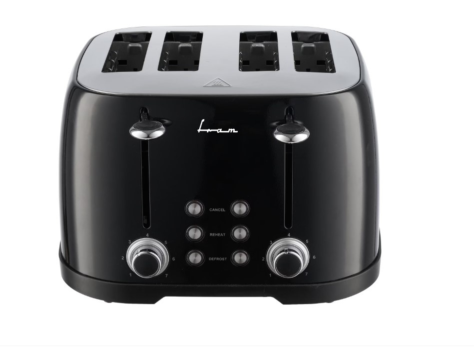 Prajitor de paine FRAM FTP-800BK, 1600W, capacitate 4 felii, 6 nivele de rumenire, Negru, RESIGILAT, 1 AN GARANTIE
