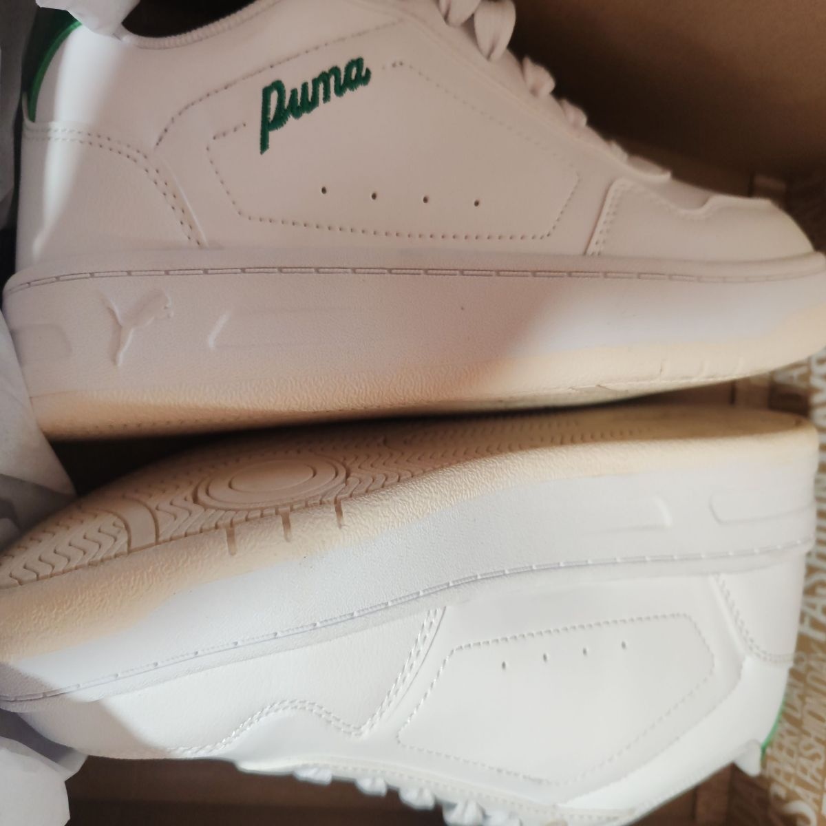 Puma, Pantofi sport de piele ecologica Court Classy Blossom, Alb, 4, Resigilat, Grad A