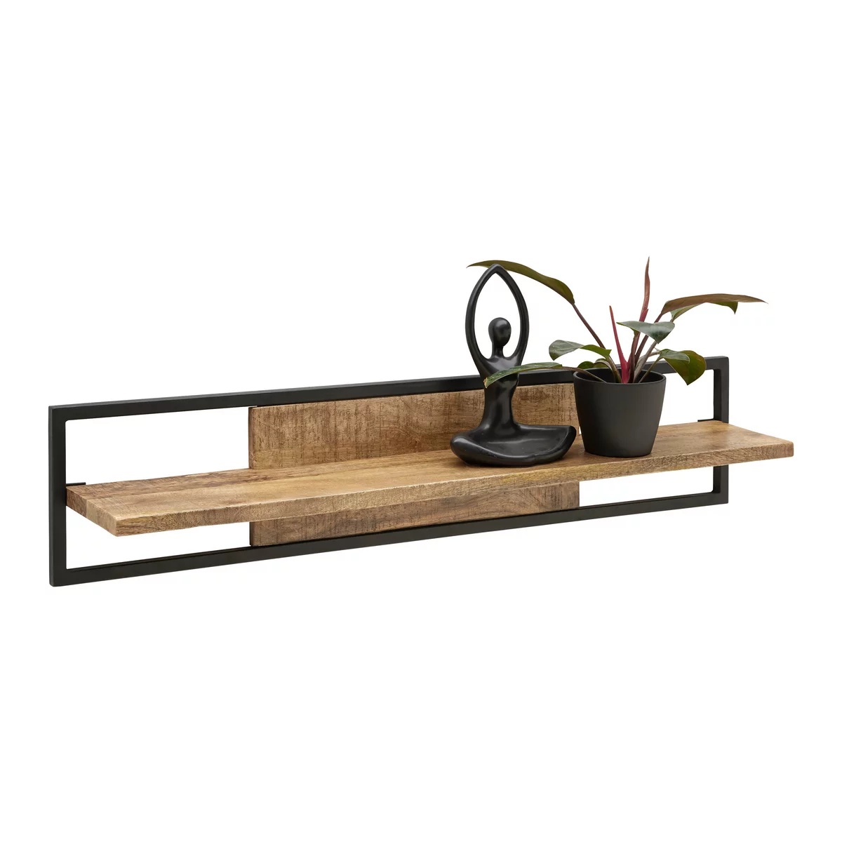 Raft de perete Everest în culoarea naturală/negru, 120/30/20 cm