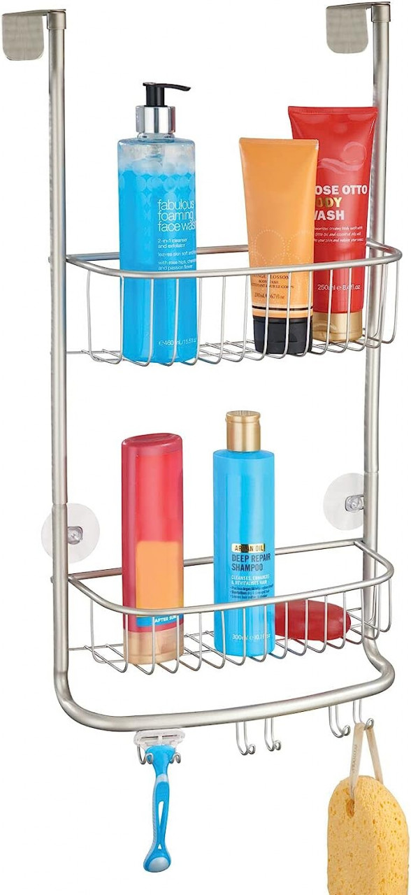 Raft pentru dus mDesign, metal, argintiu, 61 x 30,5 x 16,3 cm