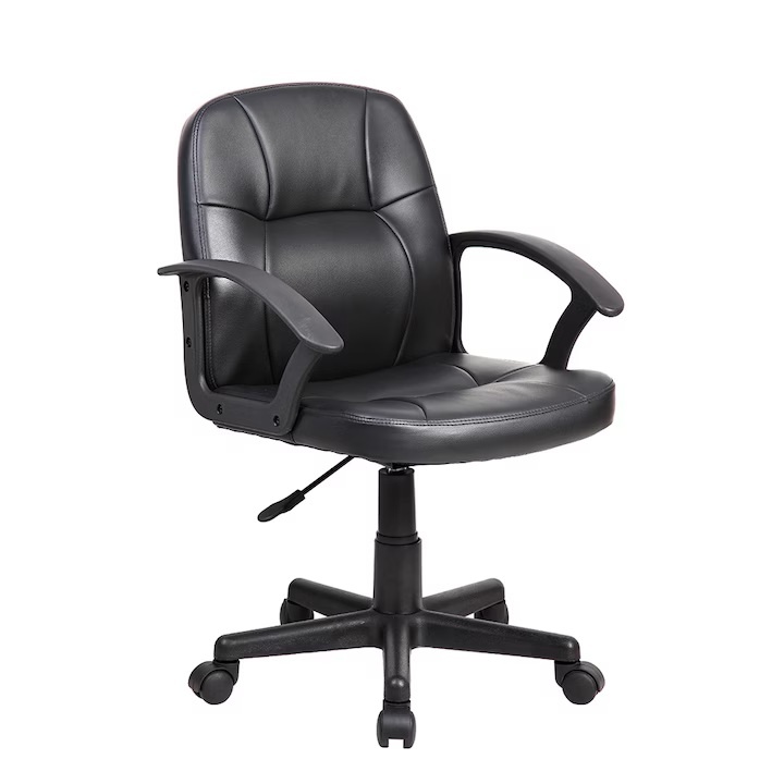 Scaun birou Kiwari Issa, suprafata PVC, brate PP, mecanism Up&Down, baza nylon, roti nylon, Negru