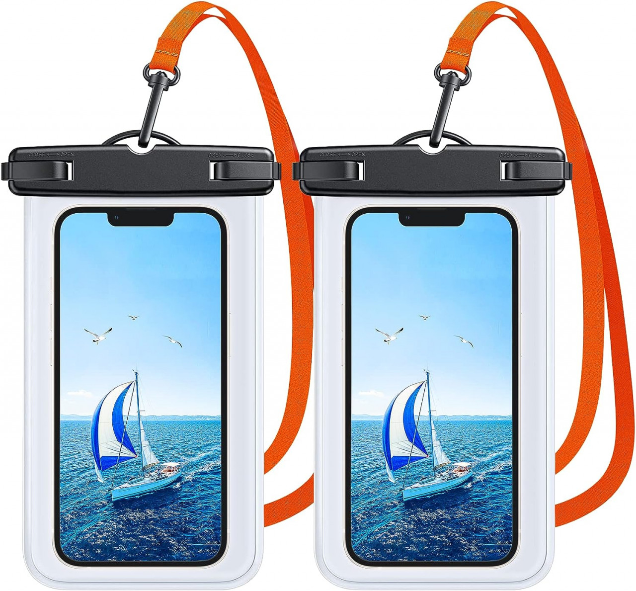 Set 2 carcase de protectie impermeabile de pana la 7 inchi pentru telefonul mobil Mrain-H, TPU, transparent