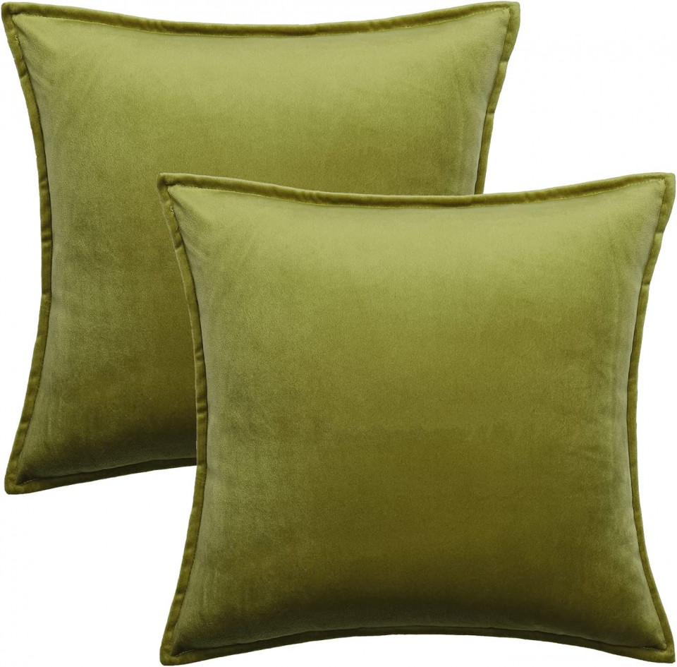 Set 2 fete de perna Tan.Tomi, catifea, maslin verde, 50 x 50 cm