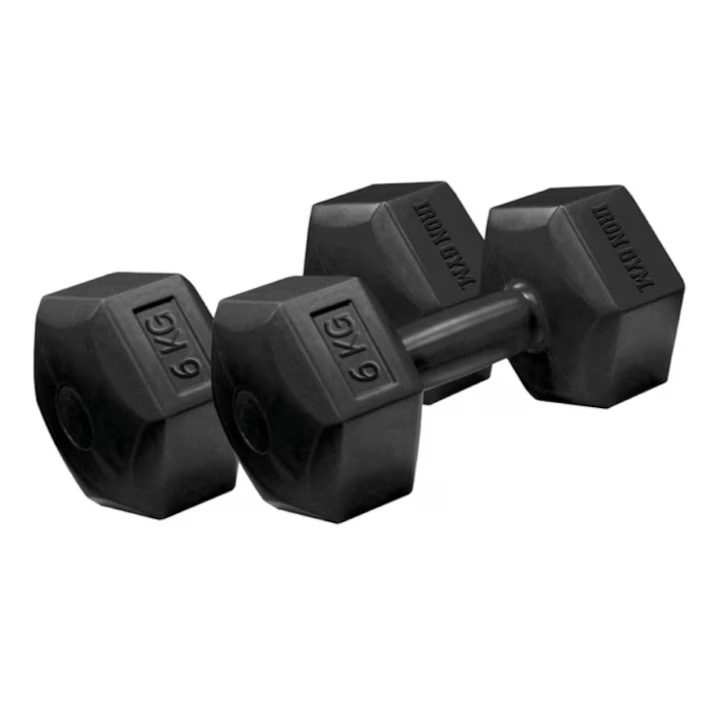 Set 2 gantere Iron Gym, 2x6 Kg, premium, Vinil, Negru, resigilat