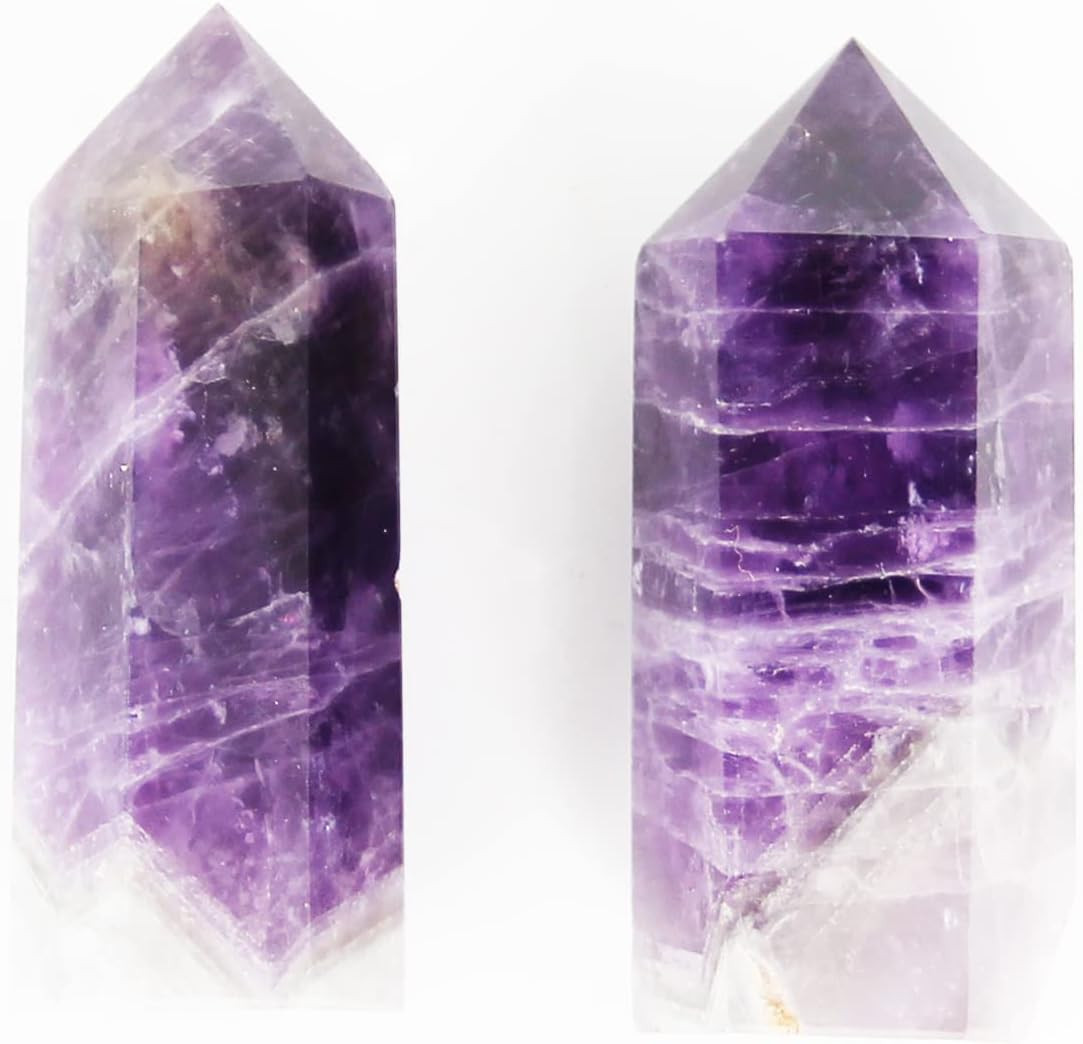 Set 2 pietre de cuart pentru masaj Orientrea, alb/violet, 5-6 cm
