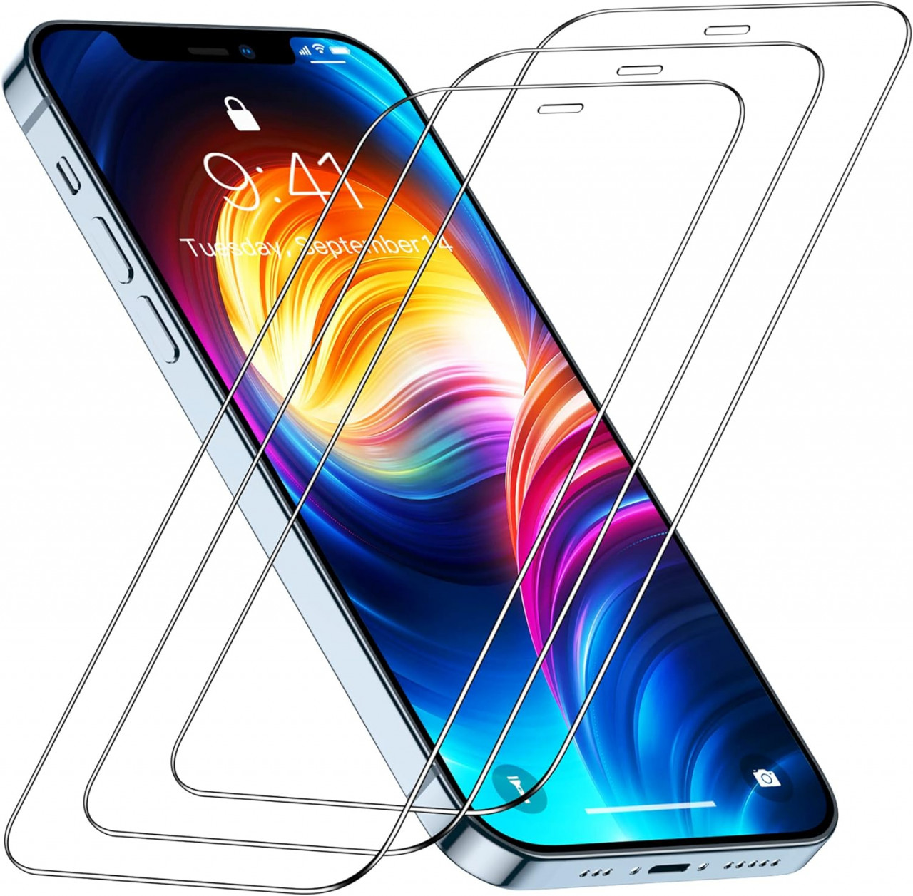 Set 3 folii de protectie pentru iPhone 12 Pro Max USLAI, sticla securizata, transparent, 6,7 inchi