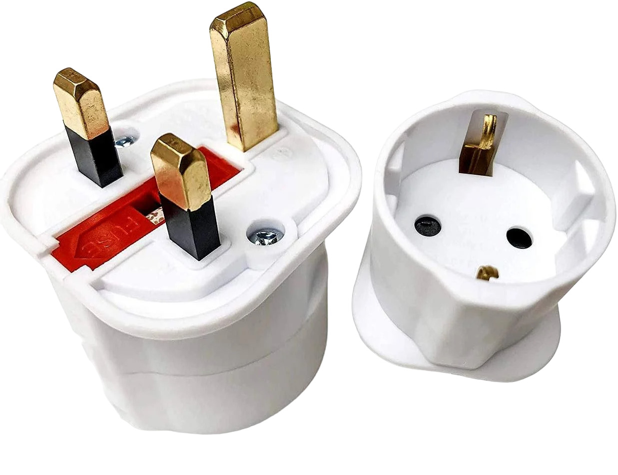 Set adaptor pentru priza cu 3 pini la priza cu 2 pini Keple, metal/plastic, alb/auriu