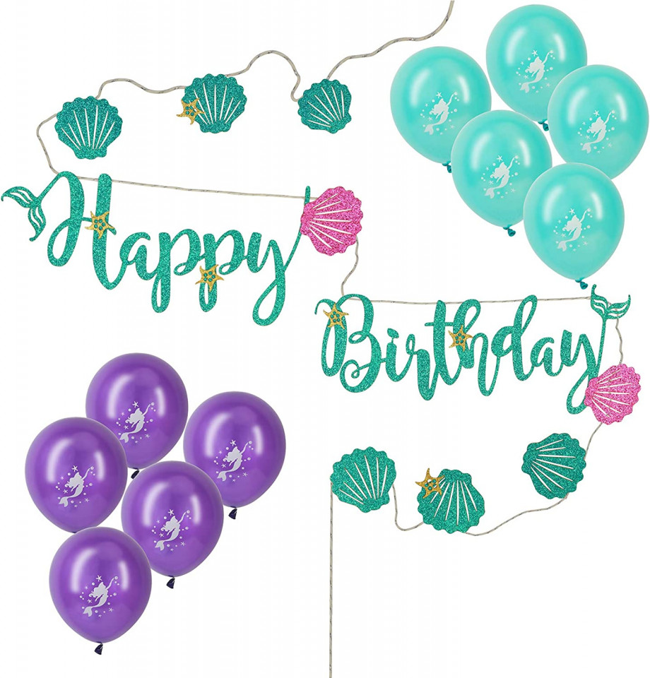 Set aniversar cu banner si 10 baloane ZERHOK, multicolor, hartie/latex Accesorii pentru petreceri 2023-09-28