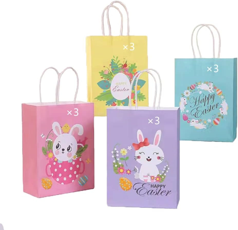 Set de 12 pungi cadou pentru Paste LANZI, hartie, multicolor