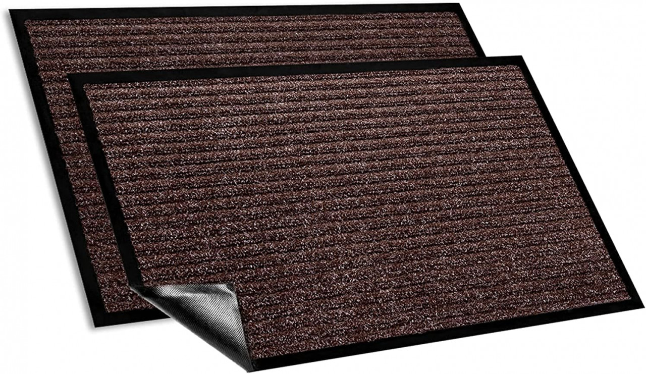 Set de 2 covorase de intrare House Day, poliester/cauciuc, maro, 44 x 75 cm