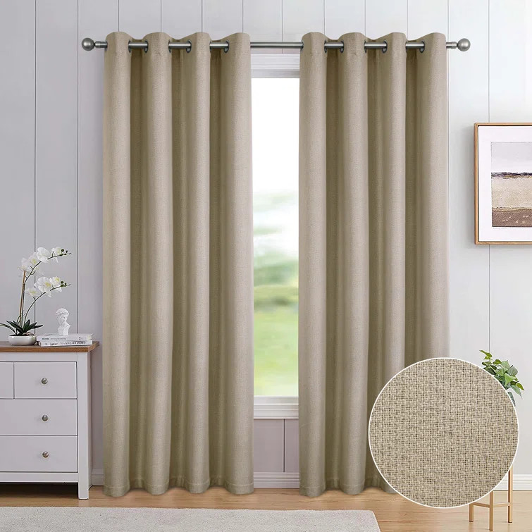 Set de 2 draperii Aamia, poliester, bej inchis, 54 x 108 cm