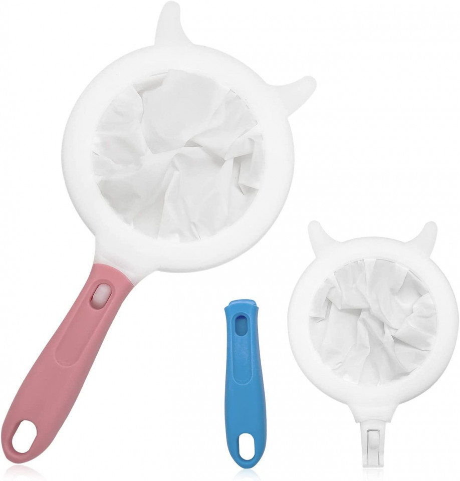 Set de 2 filtre strecuratoare NUWIQ, 200/400 ochiuri, plastic, roz/albastru, 25 cm