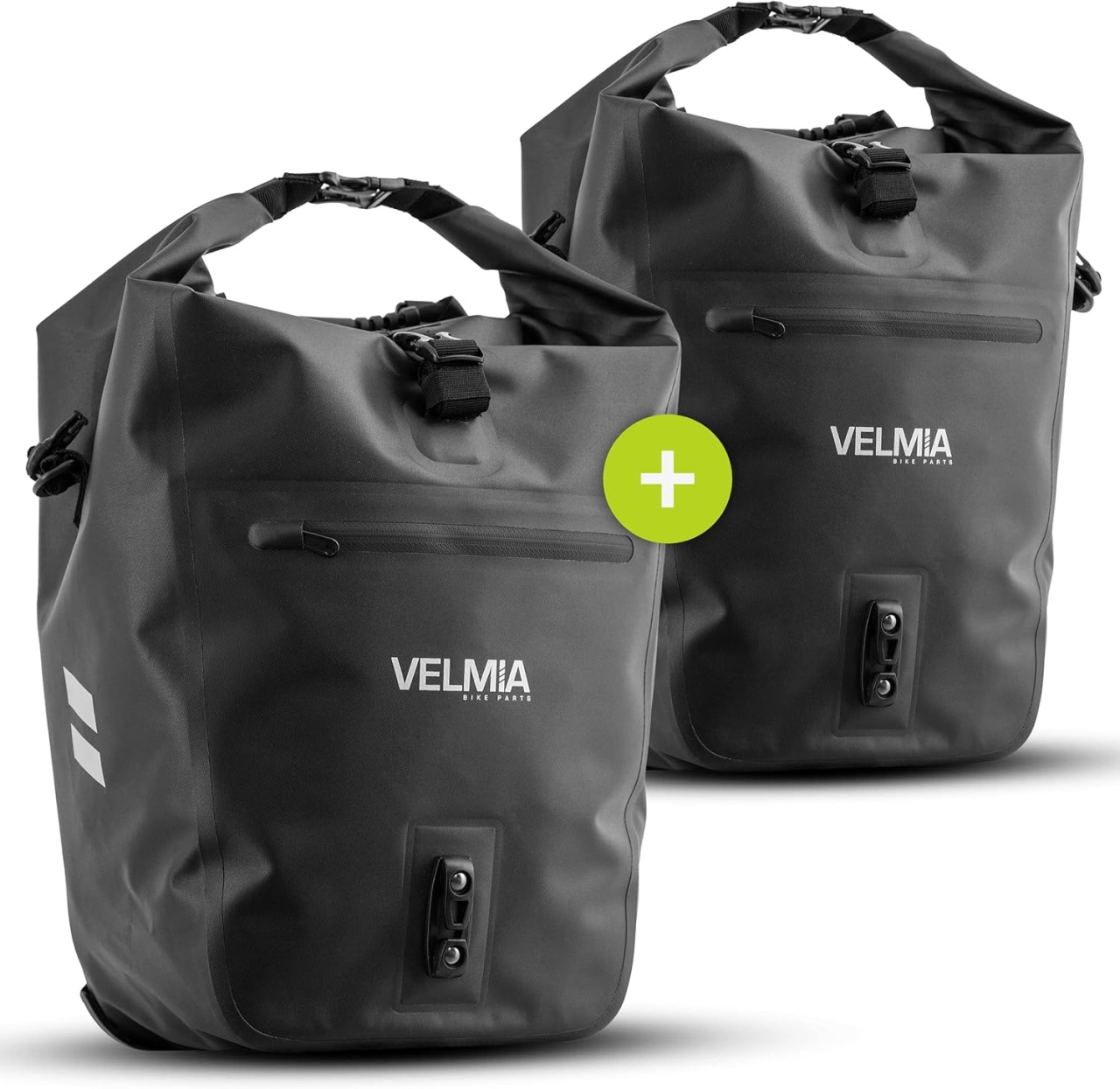 Set de 2 genti impermeabile pentru bicicleta Velmia, poliuretan, negru, 26 L