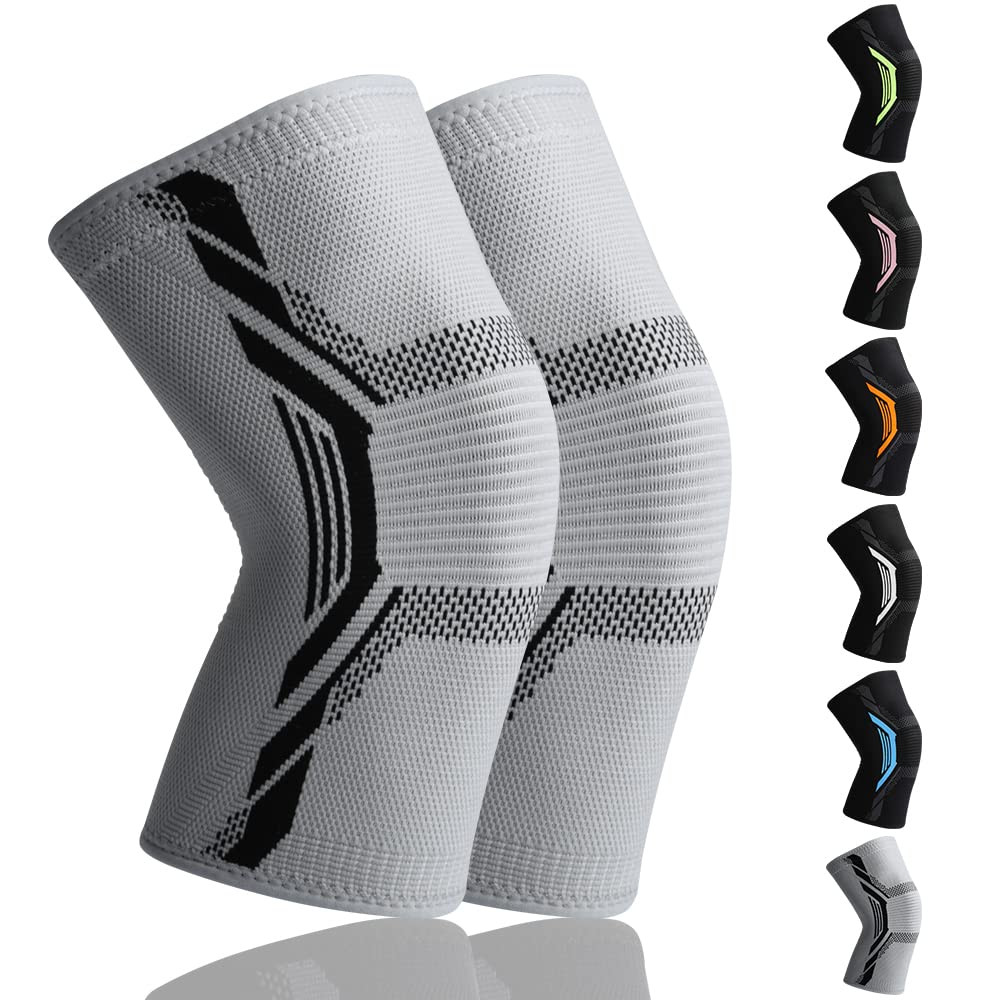 Set de 2 genunchiere Losvcbcx, textil, gri/negru, marimea L