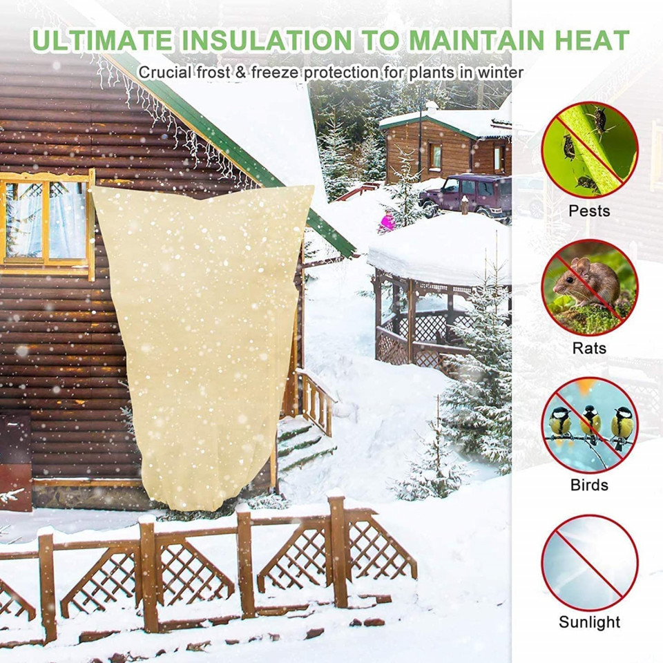 Poze Set de 2 huse pentru plante Shengruili, tesatura, bej, 80 x 100 cm