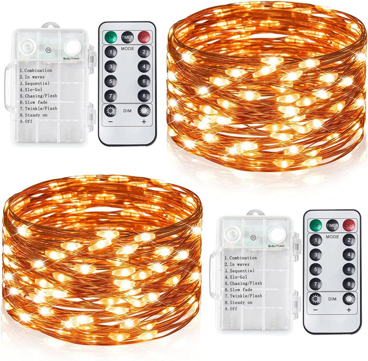 Set de 2 instalatii FilFom, LED, cupru, alb cald, 6 m