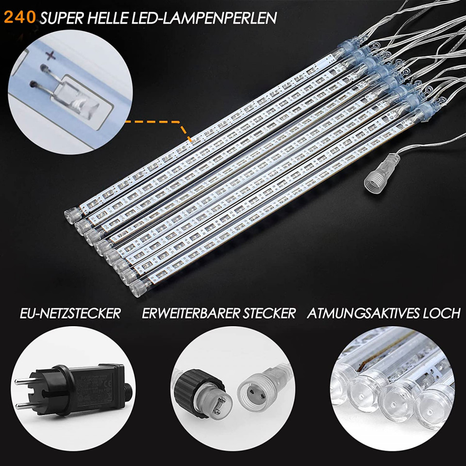 Poze Set de 2 instalatii pentru Craciun Grandisk, 144 LED-uri, albastru, 30 cm