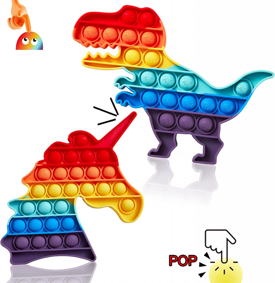 Set de 2 jucarii anti-stres Kadunala, silicon, multicolor, 20,3/22,8 cm