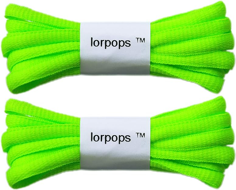 Set de 2 perechi de sireturi pentru incaltaminte Lorpops, verde, poliester, 100 cm