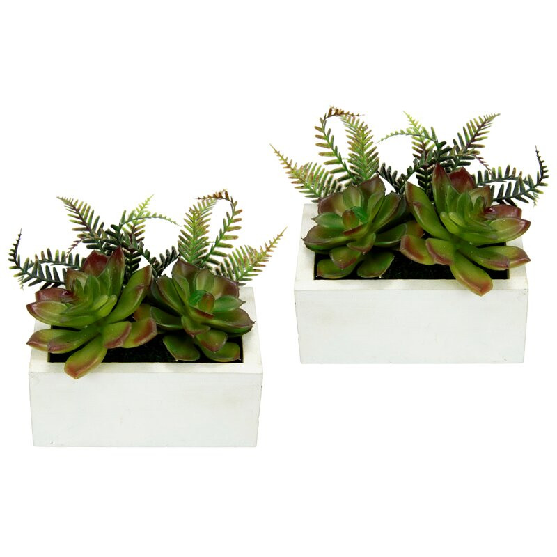 Set de 2 plante artificiale The Seasonal Aisle, verde/alb, 11 x 8 x 13 cm chilipirul-zilei.ro imagine 2022