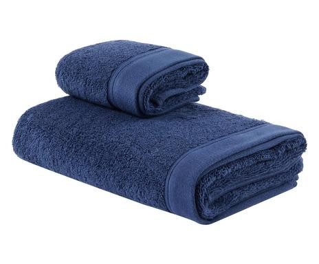 Set de 2 prosoape Agave, textil, albastru inchis chilipirul-zilei.ro/