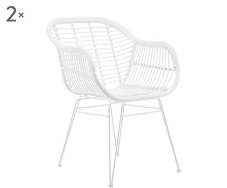 Set de 2 scaune de gradina Costa, poliratan/metal, alb, 58 x 59 x 81 cm chilipirul-zilei imagine noua