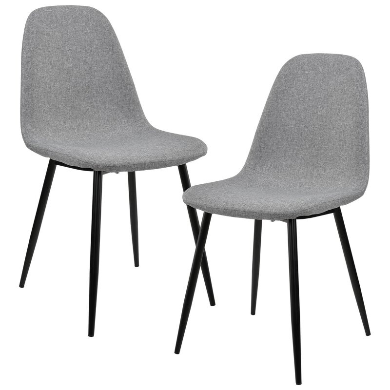 Set de 2 scaune tapitate Esposito, gri/negru, 86 x 46 x 54 cm chilipirul-zilei.ro/ pret redus
