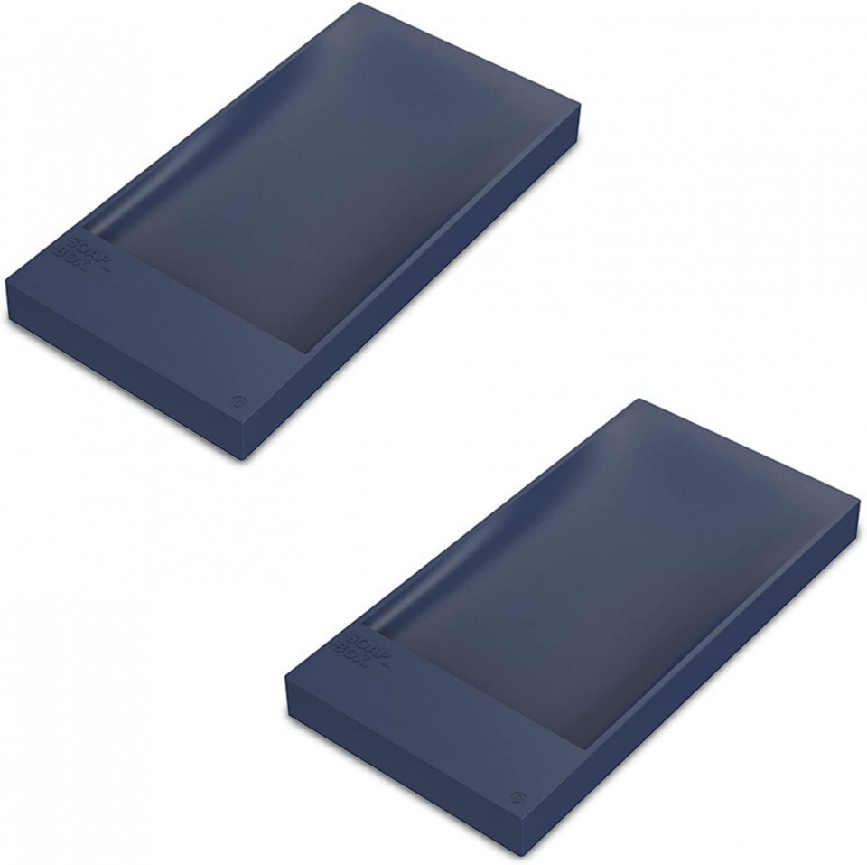 Set de 2 suporturi de sapun LAWEN CREATIVE, albastru, TPR, 15,6 x 8 x 1,4 cm