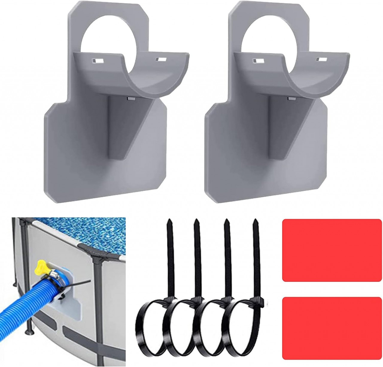 Set de 2 suporturi pentru furtun VDYXEW, plastic, gri