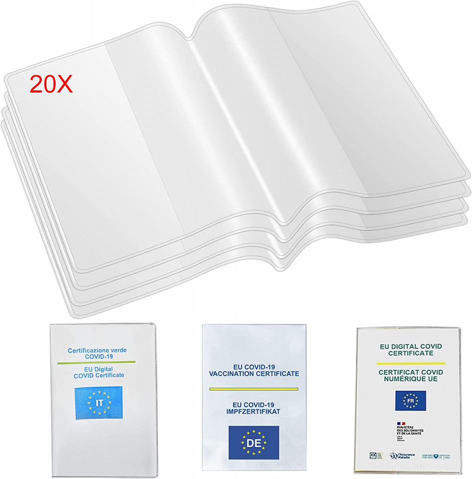 Set de 20 coperti pentru pasaport /carnetel Mizijia, transparent, PVC, 11 X 15 cm Pret Redus chilipirul-zilei pret redus imagine 2022