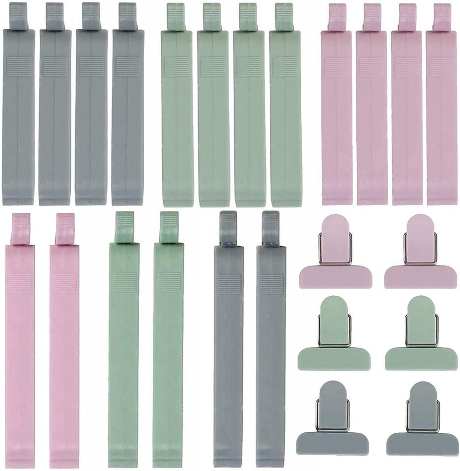 Set de 24 clipsuri de etansare Atuful, plastic, multicolor, 4 x 4 cm / 8 x 1, 2 cm / 10 x 1,2 cm