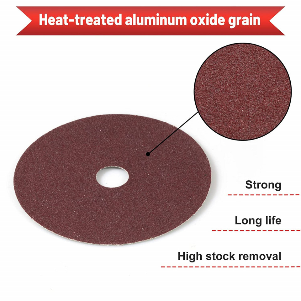 Poze Set de 25 discuri abrazive cu gaura centrala SPEEDWOX, oxid de aluminiu, rosu, 120, 12,5 x 5,8 cm