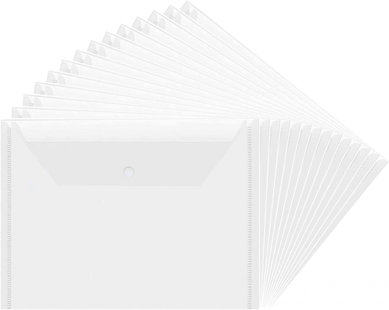 Set de 25 pungi cu buton de fixare pentru birotica ZuiJia, plastic, alb, 33 x 23 cm