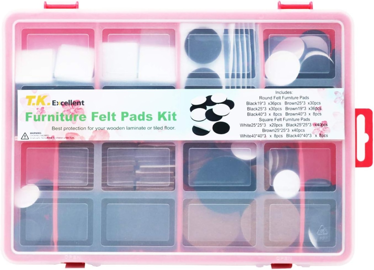 Set de 264 protectii pentru picioarele mobilierului TKEexcellent, poliester, negru/maro/alb