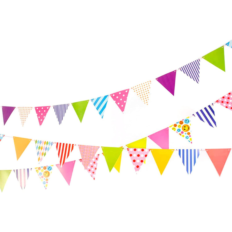 Set de 3 bannere pentru petrecere Sukevitor, hartie, multicolor, 3 m