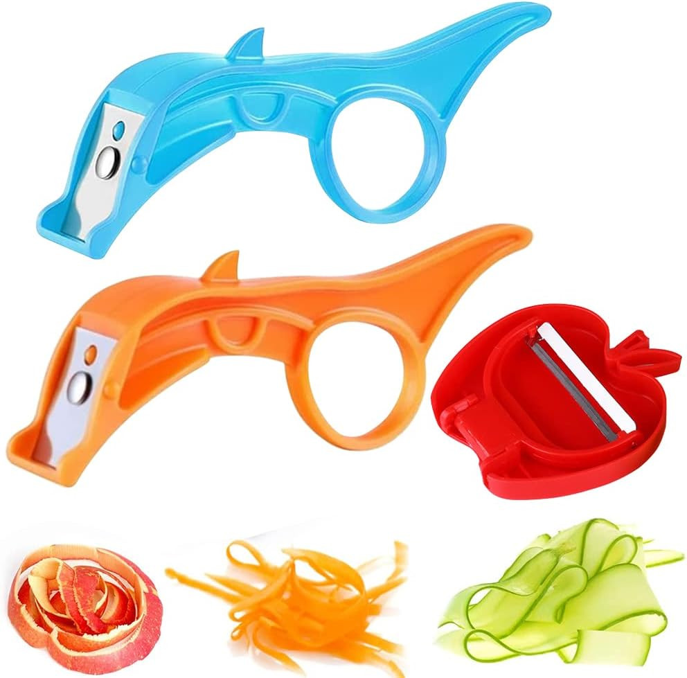 Set de 3 decojitoare pentru legume/fructe Toulifly, otel inoxidabil/plastic, multicolor