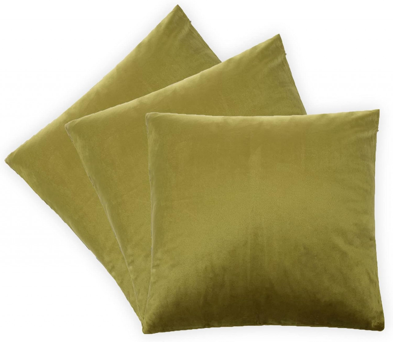 Set de 3 fete de perna CALIYO, catifea, verde maslina, 50 x 50 cm
