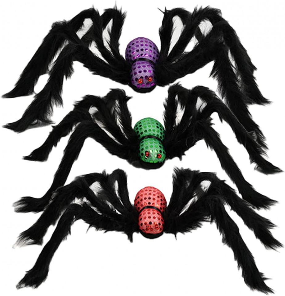 Set de 3 paianjeni pentru Halloween Vohoney, textil, multicolor, 75 cm Accesorii pret redus