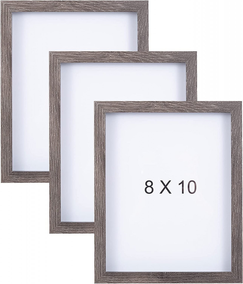 Set de 3 rame foto Muzilife, lemn, maro, 22,5 x 27,5 cm imagine noua 2022